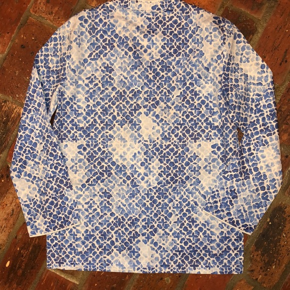 Oscar de la Renta floral button up tunic w/ scroll work szXs - Picture 6 of 12